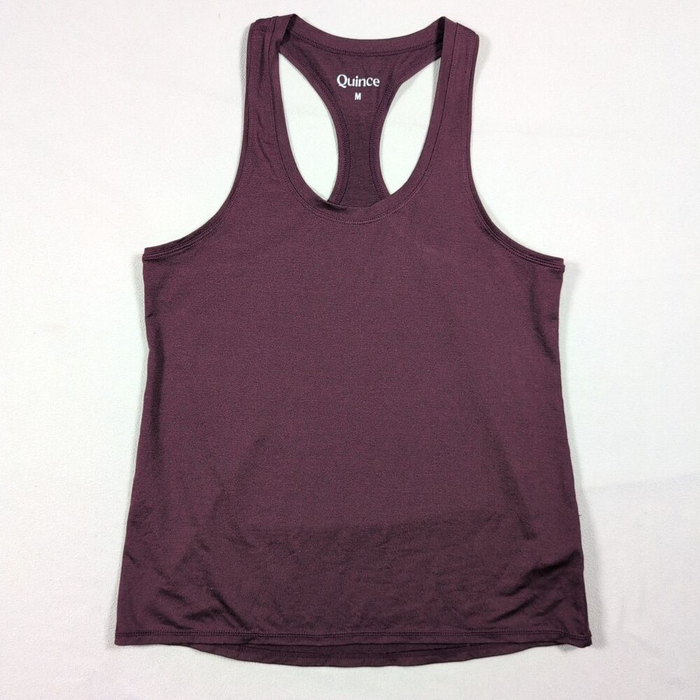 Quince Women's Flowknit Breeze Performance Racerback Tank Size M Burgundy Red